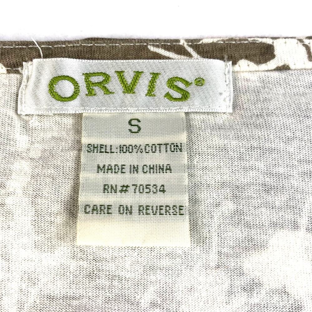 Orvis Top Women S Surplice Neckline 3/4 Sleeves Floral Flowers Brown White - Picture 7 of 7